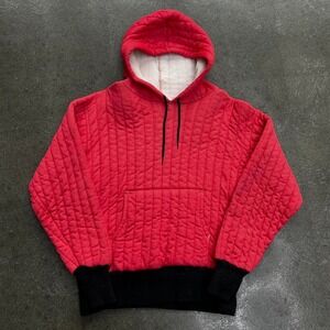 Vintage 60s 70s Dacron 88 Waffle Lined Red Quilted Men's Small Thermal Hoodie